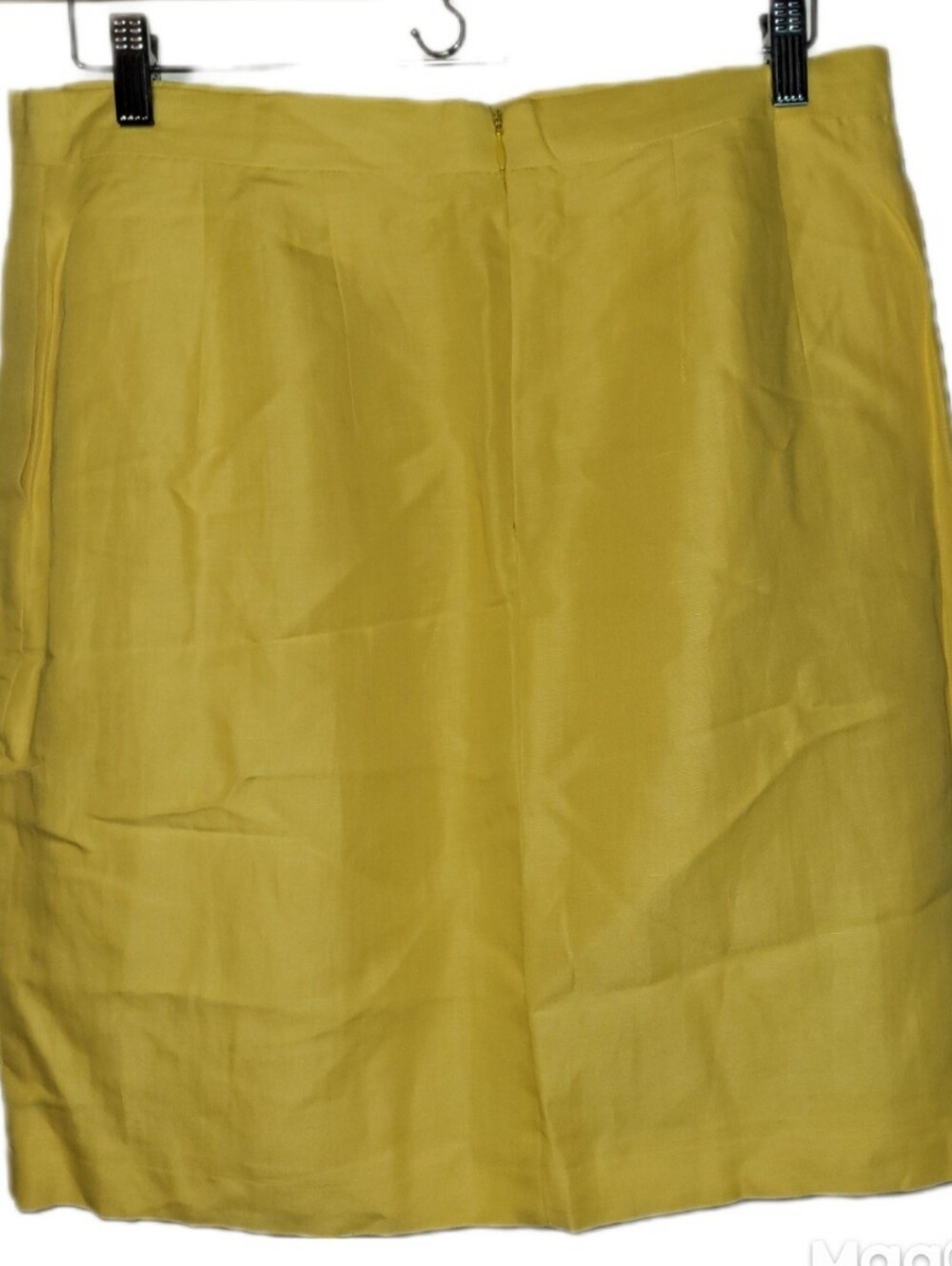 Benard Collection Harve' Benard Yellow Linen Blend Pencil Skirt Size 16 Pockets